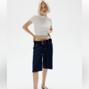 H&M BERMUDA REGULAR DENIM JEAN SHORTS Dark Blue Wash